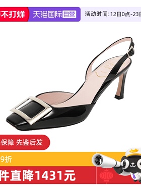 【自营】Roger Vivier女士漆皮方扣高跟鞋露跟鞋 RVW40037740D1P