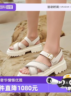 【自营】HOGAN女士H644系列皮革交叉带厚底松糕凉鞋 HXW6440FJ30