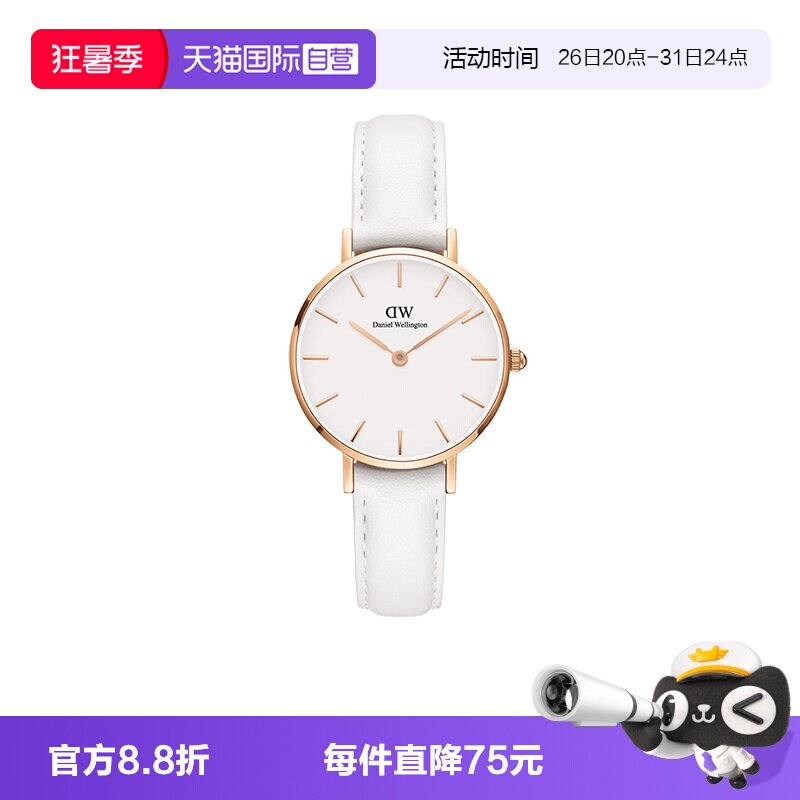 dw手表女皮质石英圆表