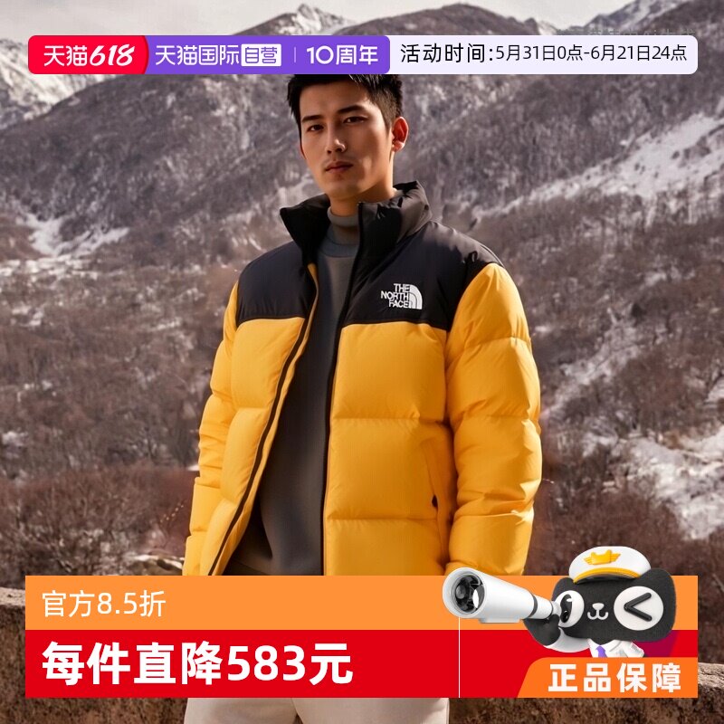 【自营】North Face北面 男士拼色设计700蓬左胸Logo羽绒服
