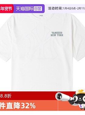 【自营】MLB短袖男装女装简约米白色T恤情侣休闲运动服3ASWB2243