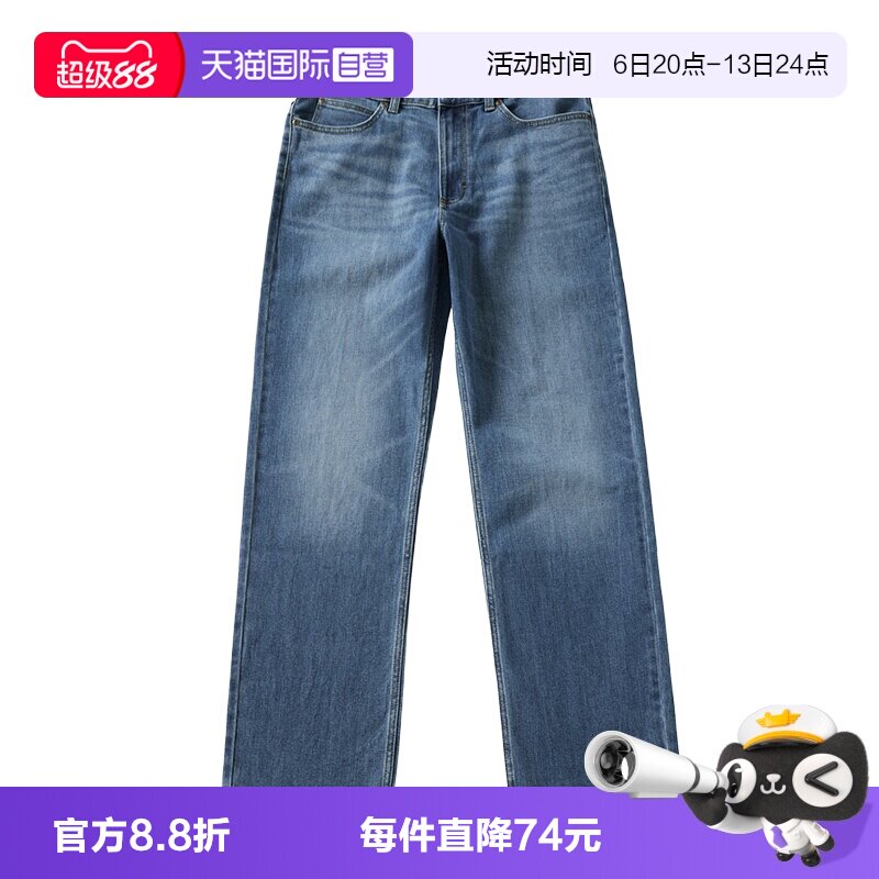 Lee李浅蓝色中腰宽松直筒牛仔裤