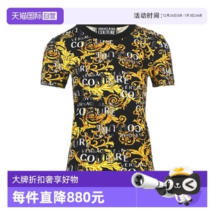 Couture女士巴洛克满印休闲圆领短袖 Jeans Versace T恤 自营