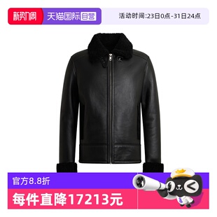【自营】Bally/巴利秋冬新款男士羔羊皮毛领皮衣夹克外套6313482