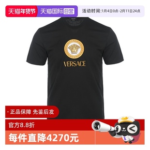 【自营】Versace/范思哲美杜莎刺绣logo男士圆领夏季薄款短袖T恤