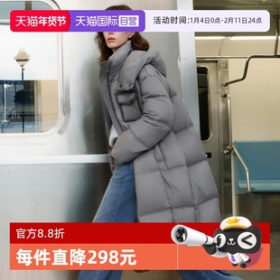 【自营】ELLE90白鸭绒灰色长款羽绒服女2025冬新款加厚保暖外套