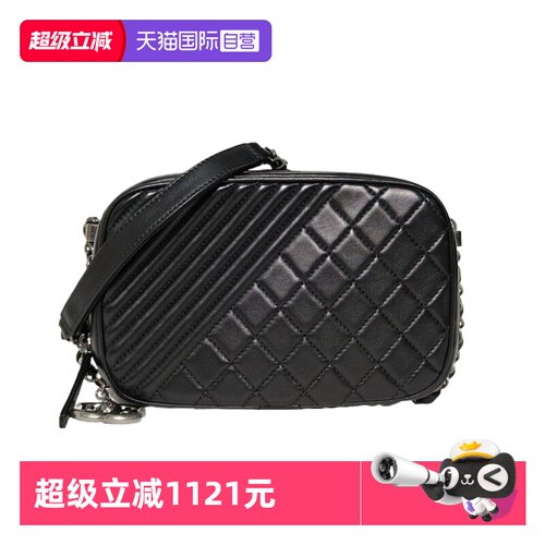 【自营】中古95新Chanel/香奈儿斜挎包相机包小号黑色皮革S20开