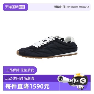 T字薄底鞋 缪缪女士FW25平底系带休闲鞋 miu 德训鞋 自营