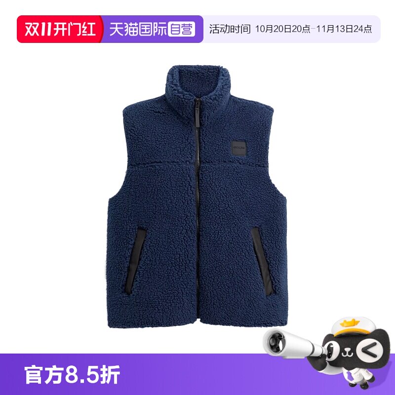 【自营】COACH/蔻驰休闲通勤拉链开合高领无袖马甲男款黑色蓝色