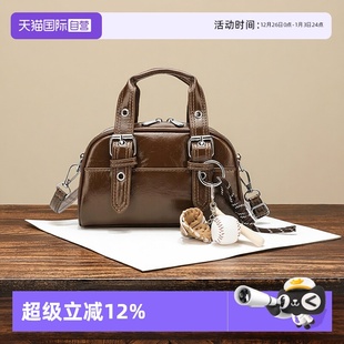 复古小众美拉德机车风波士顿包保龄球包斜挎手提包 JK时尚 自营