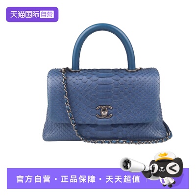 【自营】中古9新CHANEL(香奈儿)COCO HANDLE蓝色蛇皮小号斜挎包