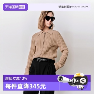 Polo2025春季 新款 开衫 Marc 100%羊毛翻领绞花长袖 女 自营