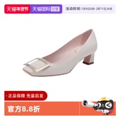 自营 Roger Vivier女士漆皮方头粗跟单鞋 浅口鞋 RVW44815280D1P