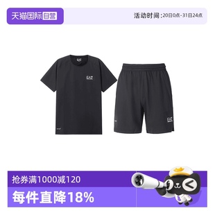 阿瑪尼男士 跑步運(yùn)動(dòng)套裝 EMPORIO ARMANI T恤短褲 自營(yíng) 圓領(lǐng)短袖
