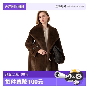 环保皮草牛角扣翻领大衣外套 Bari Petit 温暖舒适百搭款 自营