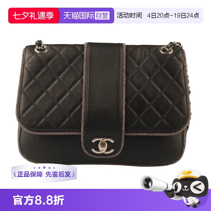 CHANEL香奈儿黑色牛皮单肩包