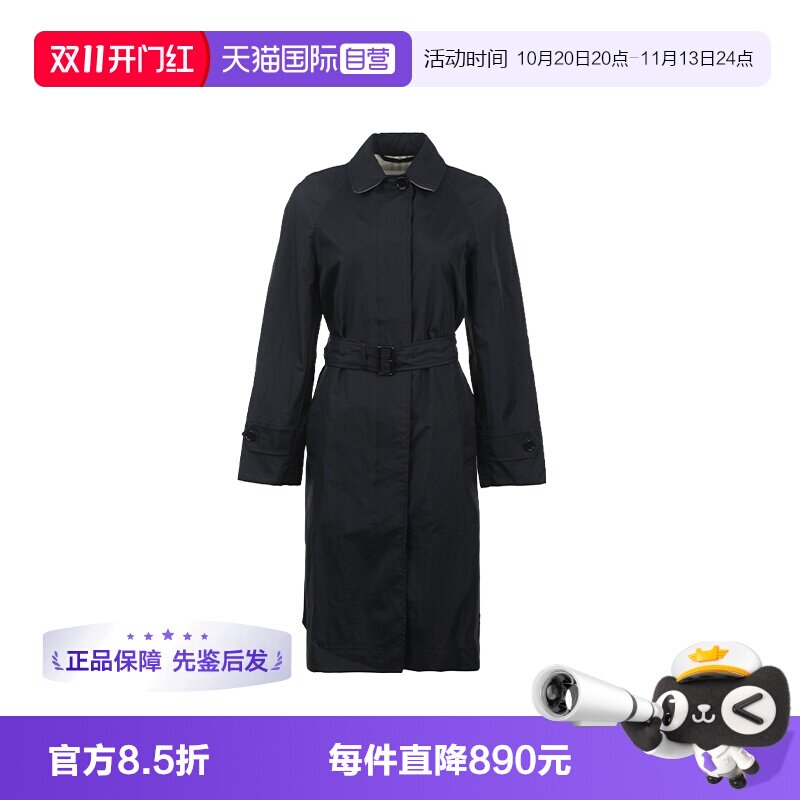 【自营】BURBERRY/博柏利26FW纯色单排扣腰带女士中长款风衣外套