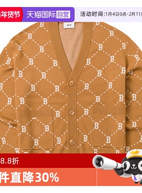 【自营】MLB男女装复古老花针织夹克休闲开衫v领外套3AKCM0144