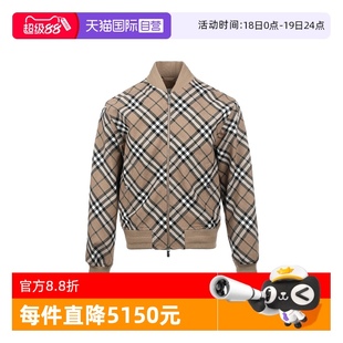 BURBERRY 博柏利男士 格紋棒球領休閑寬松拉鏈夾克外套 自營