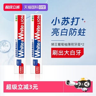 2葡萄柚小苏打美白牙膏 LION狮王大白去黄美白清新120g 自营