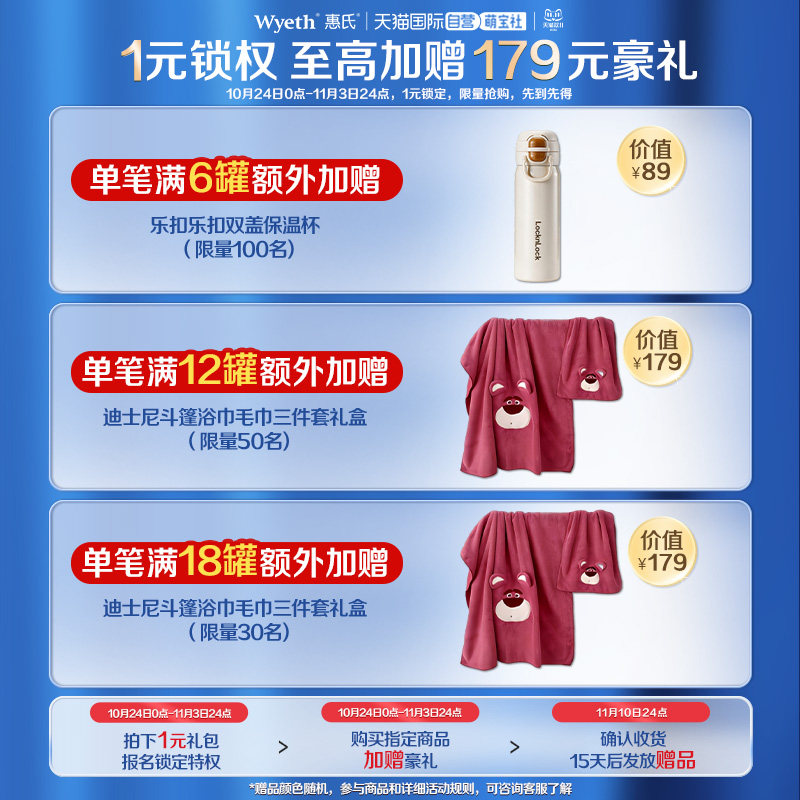 【1元礼包】惠氏启赋婴幼儿奶粉礼券第二波