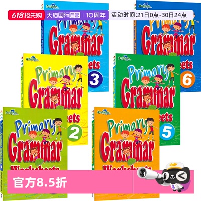 【自营】Dolphin  Primary Grammar Worksheet 新加坡英语 小学语法练习册 1-6年级 基础提升 英语语法专项训练  英文原版进口图书