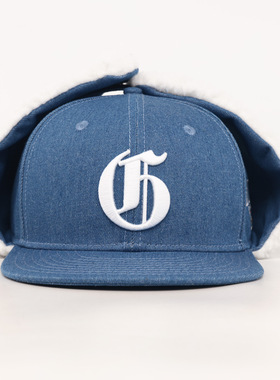 GENIUSCLUB复古迷彩羊羔毛刺绣雷锋帽护耳保暖系带棒球帽男女款