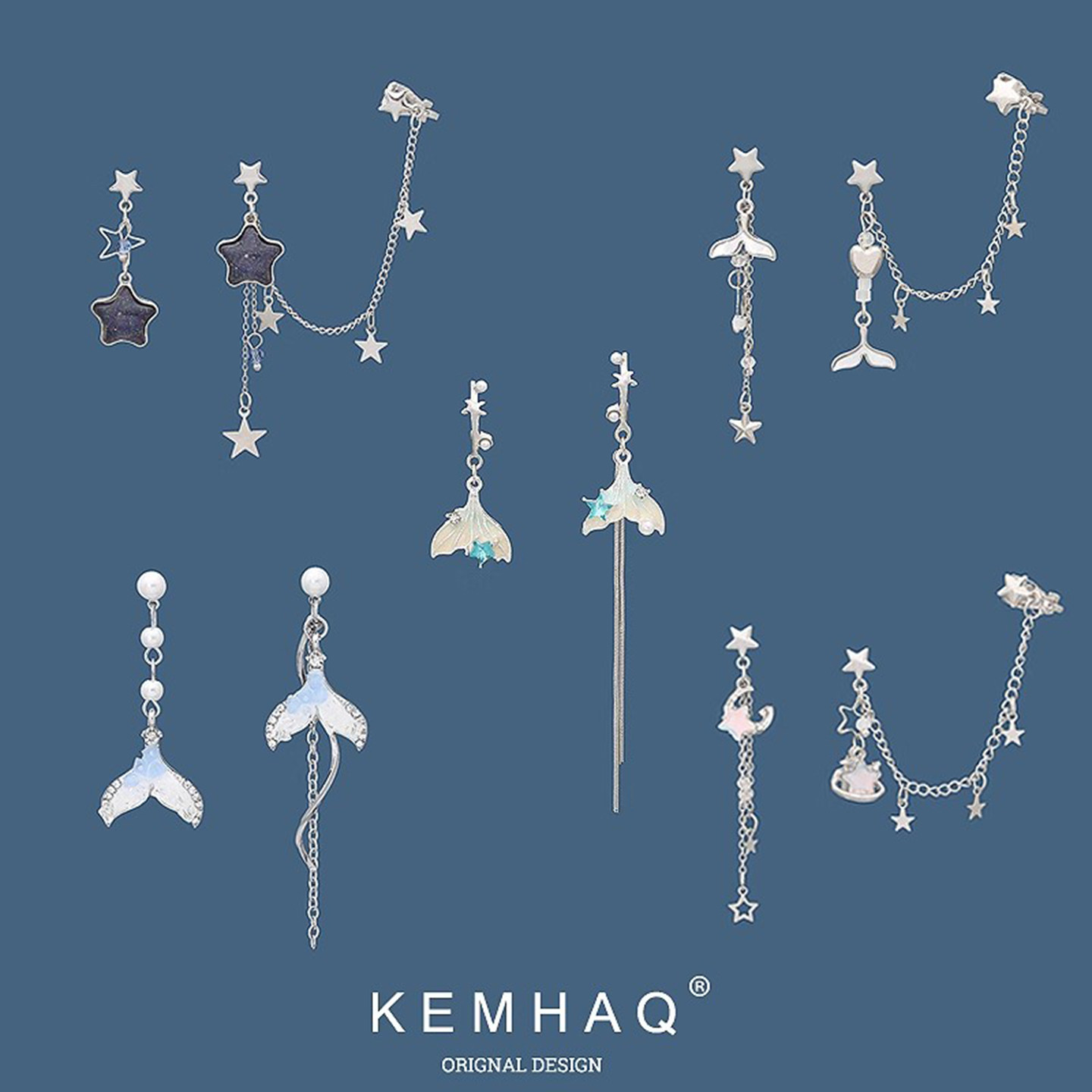 独特耳环轻奢高级感星空鱼尾甜酷辣妹不对称耳骨夹纯银耳钉女耳夹,饰品/流行首饰/时尚饰品新,耳夹,淘宝优惠券,粉丝福利购,淘宝优惠卷