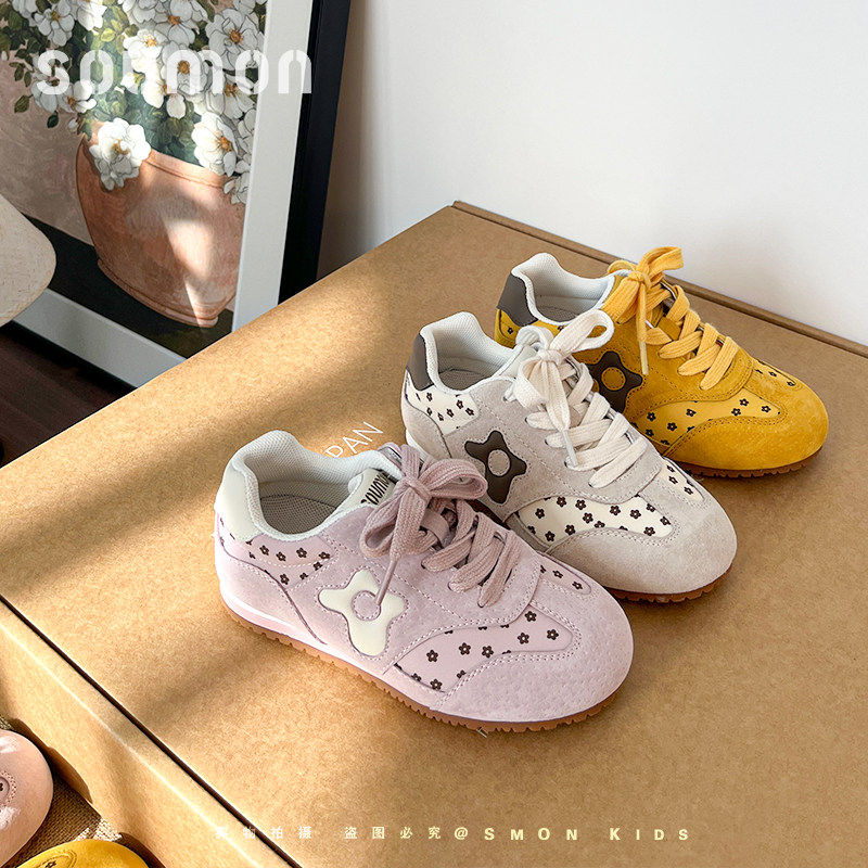 书萌儿童复古德训鞋2026春季新款女童平底轻便运动鞋休闲百搭板鞋