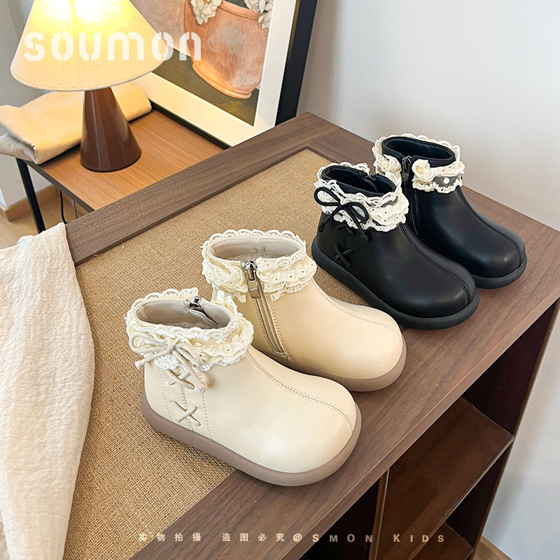 书萌儿童皮靴加绒二棉鞋2026新款女童冬鞋保暖鞋休闲板鞋宝宝鞋子