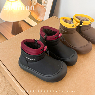 书萌儿童雪地靴2025冬季新款加绒保暖防水防滑厚底棉靴女童户外靴