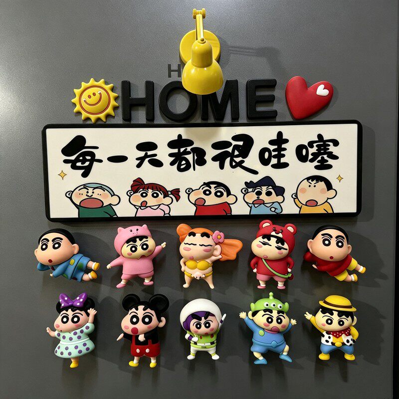 3D创意立体冰箱贴新款爆款可爱卡通蜡笔小新磁吸式冰箱贴入户门贴