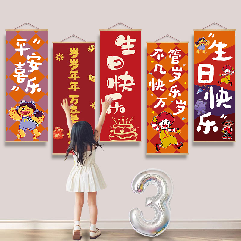 生日快乐场景装饰挂画成人儿童派对拍照壁画商场墙面氛围感布置图图片