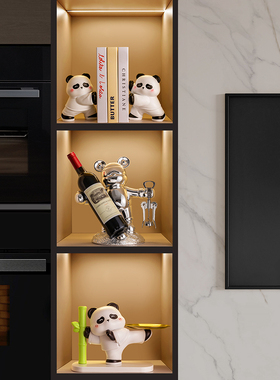 轻奢熊猫书柜饰品客厅入口酒柜家居装饰书柜桌面书柜乔迁礼物