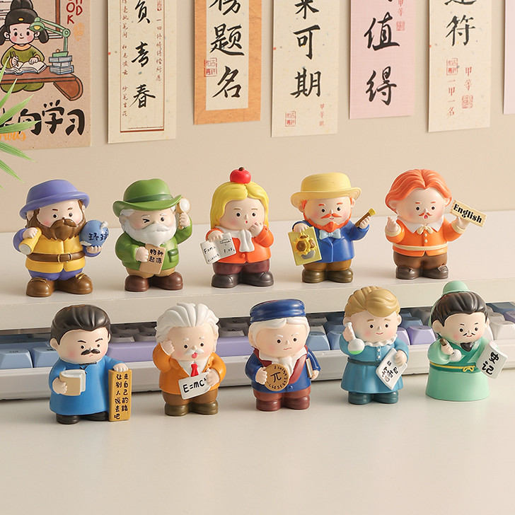 可爱学科励志摆件现代名人文创公仔学生桌面装饰治愈解压毕业礼物