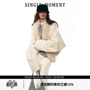轻奢优雅茧型羊毛毛领开衫 SINGLE 冬季 25AW法式 外套上衣女 MOMENT