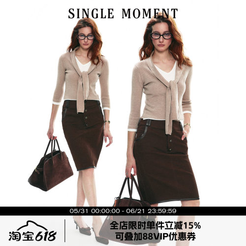 SINGLEMOMENT露肩假两件上衣
