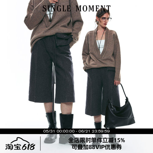 SINGLE MOMENT 25AW法式简约气质薄呢西装式直筒七分裤休闲裤女