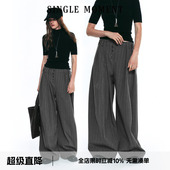 女长裤 SINGLE 休闲裤 25AW百搭直筒宽松阔腿条纹休闲剑道裤 MOMENT