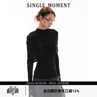 气质修身 26SS法式 醋酸斗篷式 长袖 女 SINGLE T恤上衣打底衫 MOMENT