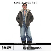 25AW法式 SINGLE MOMENT 秋冬复古巴恩风座山雕仿狐狸毛夹克外套女
