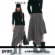 25AW法式 SINGLE MOMENT 通勤百搭下摆毛边不规则格子半身裙女秋