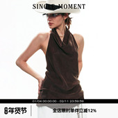 气质挂脖荡领设计露背无袖 SINGLE 上衣女 新款 法式 MOMENT 25SS夏季