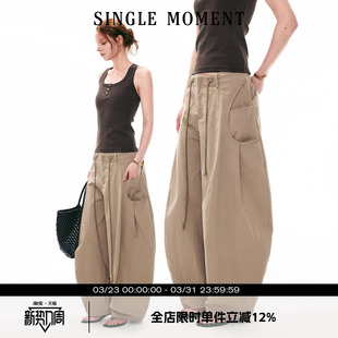 复古大口袋工装 遛弯裤 弯刀裤 SINGLE 长裤 26SS美式 阔腿裤 女 MOMENT