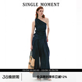 复古斜肩修身 26SS法式 显瘦无袖 上衣背心西裤 女 SINGLE 套装 MOMENT