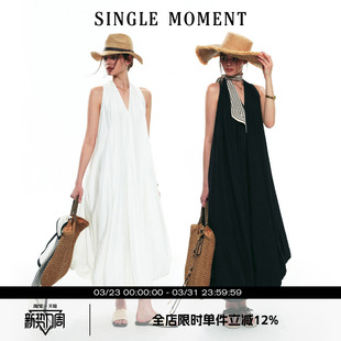 法式 25SS夏季 显瘦优雅浪漫度假V领连衣裙花苞裙女 MOMENT SINGLE