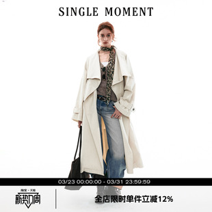 复古做旧大翻领长款 26SS法式 风衣宽松外套上衣女 MOMENT SINGLE
