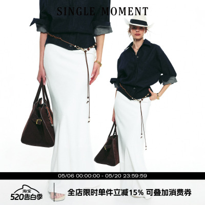 SINGLE MOMENT25AW 秋季新款法式名媛气质缎面醋酸鱼尾长裙修身女
