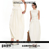MOMENT 25SS夏季 新款 SINGLE 法式 气质显瘦褶中褶花苞风铃半身裙女