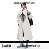 SINGLE 风衣外套女 双面缎纹A字廓形半立领长款 MOMENT 25AW秋季
